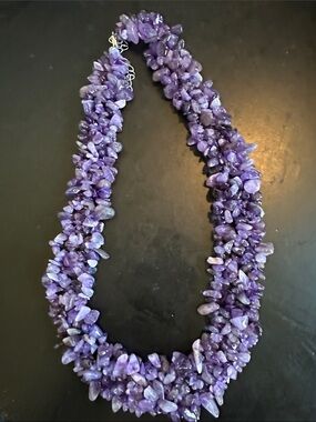 Clustered Purple Chip Necklace - Women’s Gemstone Strand